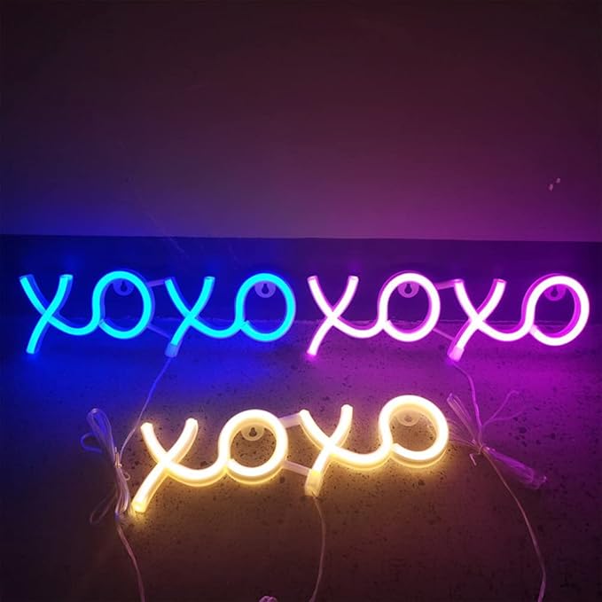 Neon Light Sign LED XOXO Night Lights USB Operated Decorative Marquee Sign Bar Pub Store Club Garage Home Party Decor