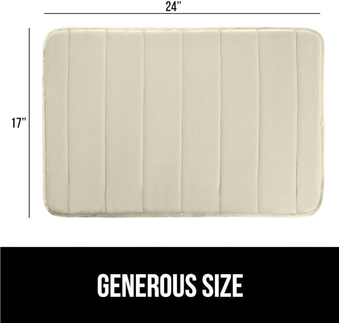 GORILLA GRIP Memory Foam Bath Mat, Soft Absorbent US Designed Bathroom Rug, Gripping Dots Machine Washable Bathmat, Cushioned Floor Mats, Shower Sink Rugs Room Décor Accessories, 24x17 Champagne