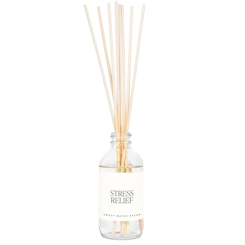 Sweet Water Decor Stress Relief Reed Diffuser Set - Eucalyptus, Spearmint, Citrus, Sage Scented Diffusers - Scent Diffusers for Home, Long Lasting Fragrance, Made in the USA