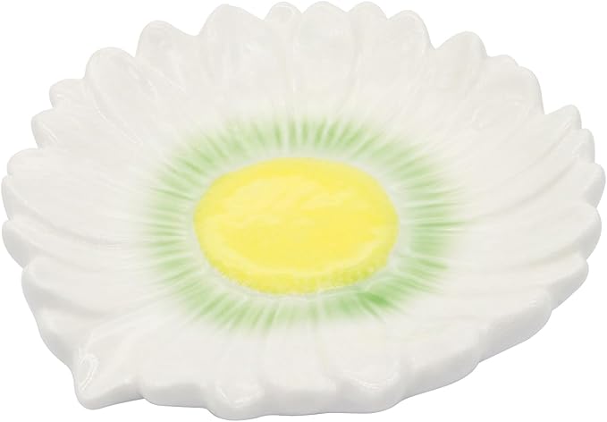 Self Draining Soap Dish Inspired by Daisy Flower Ceramic Waterfall Soap Dish Soap Savers for Bathroom,Shower,Bar Counter
