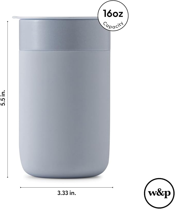W&P Porter Ceramic Mug w/Protective Silicone Sleeve, Lavender 16 Ounces | On-the-Go | Reusable Cup for Coffee or Tea | Portable | Dishwasher Safe