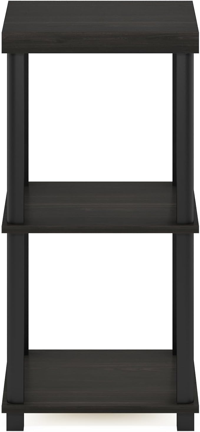 Furinno Turn-N-Tube Classic 3-Tier End Table, Side Table, Espresso/Black