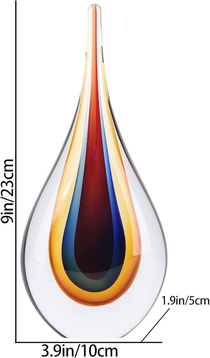 DOVDOV Hand-Blown Glass Sculpture - Unique Mediterranean Decorative Glass Art Collection Statue, Suitable for Office, Bookshelf, Living Room Coffee Table, Mantelpiece Filling