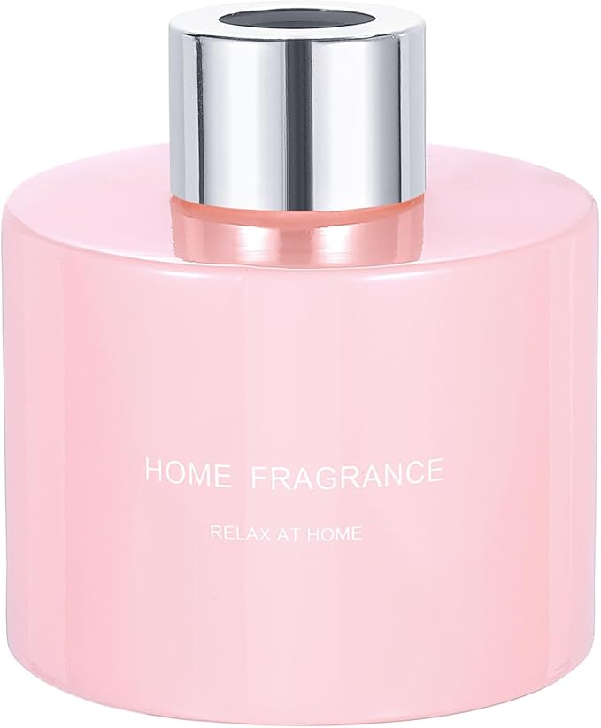 HARFINGTON Empty Glass Diffuser Bottle 140ml/4.7oz Refillable Fragrance Accessories Aromatherapy Jar Container for Replacement Reed Diffuser DIY Home Bathroom Pink with Silver Tone Cap
