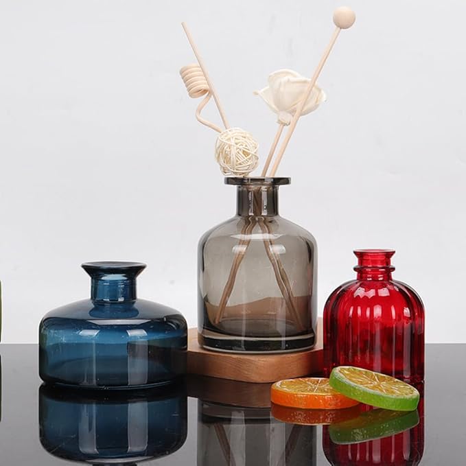 200 ml/6.7 oz Empty Glass Diffuser Bottles Refillable Aromatherapy Jar Container DIY Replacement Reed Diffuser Accessories Essential Oils Crafts DecoBlue