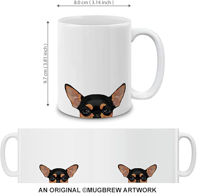MUGBREW Black Tan Chihuahua Ceramic Coffee Mug Tea Cup, 11 OZ