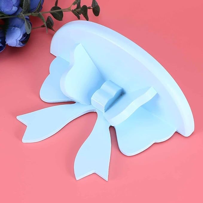 DOITOOL Wooden Floating Shelf Wall Mounted, Nordic Style Butterfly Semicircle Storage Shelf for Wall, Decoration Shelves for Bathroom, Bedroom, Kitchen, Living Room (Blue)