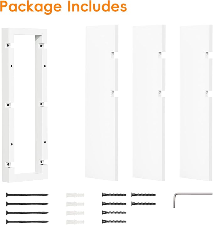 Homode Floating Shelves, Set of 3 Wooden Hanging Shelves for Bathroom and Bedroom Storage, Decorative Wall-Mounted Display Shelf for Plants, Books, Pictures, White