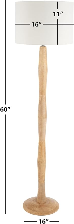 SAFAVIEH Lighting Collection Brodie Farmhouse Coastal Natural Wood 60-inch Floor Lamp (LED Bulb Included)