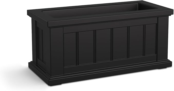 Mayne Cape Cod Rectangle Planter - Black - 24in L x 11in W x 11in D - Polyethylene - Built-in Water Reservoir (4839-B)