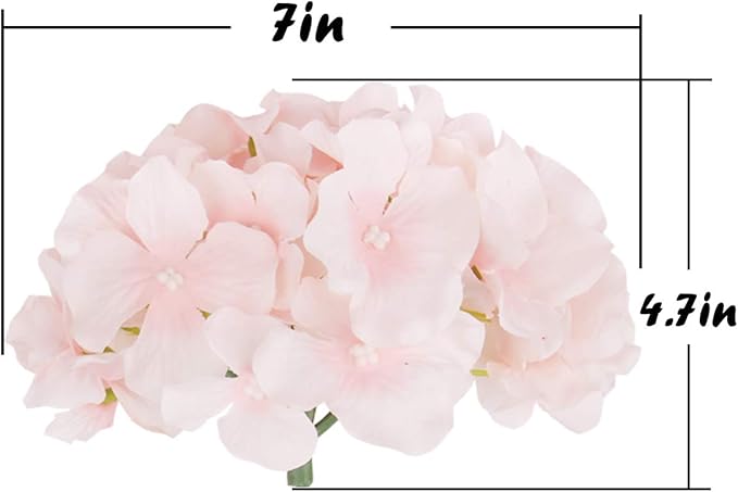Flojery Silk Hydrangea Heads Artificial Flowers Heads with Stems for Home Wedding Decor,Pack of 10 (Baby Pink)