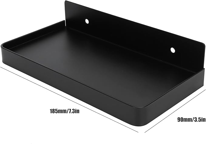 Walfront Stainless Steel Bathroom Phone Rack Holder Wall Mounted Phone Towel Storage Shelf Toilet Bathroom Supplies 185x90mm(Black), Rack