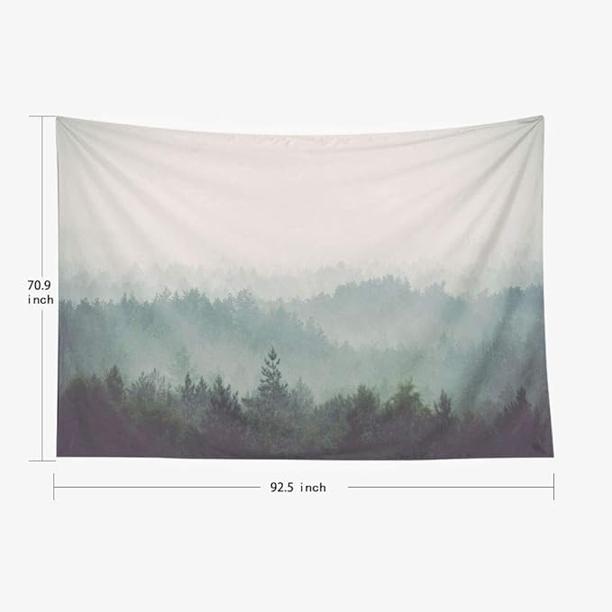 EMMTEEY Tapestry Wall Hanging, Tapestries Décor Living Room Bedroom for Home Inhouse by Printed 92.5X70.9 Inches for Panoramic View Misty Far Horizon Vintage Film Effect