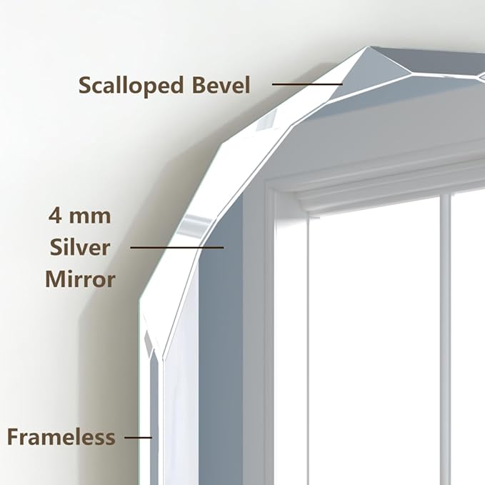 Silver Wall Mirror-Beveled Edge Frameless Mirror for Bathroom, Vanity, Bedroom, Rectangle Mirror (19.5X27.6inch)