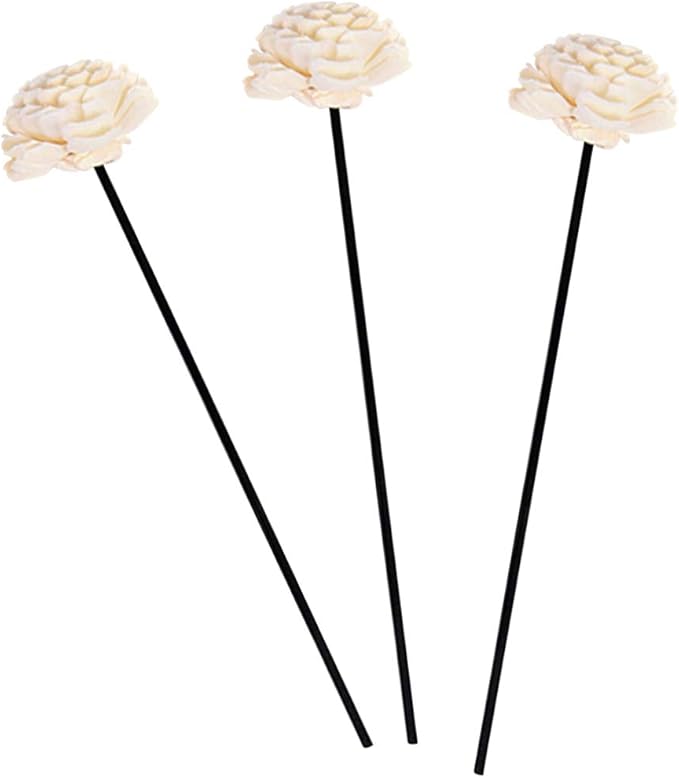 Amosfun 3Pcs Flower Rattan Reed Diffuser Sticks Essential Oil Aroma Diffuser Sticks Aroma Diffuser Sticks Replacement for Home Fragrance Aroma Oil (Black)