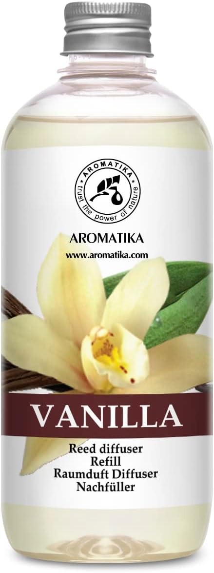 Reed Diffuser Refill Vanilla 3 * 17Fl Oz - 3x500ml - Fragrance Oil Reed Diffuser Refill - Home Fragrance - Vanilla Scent - Room Freshener - Vanilla Aroma 50.7 Fl Oz - Fresh and Long Lasting