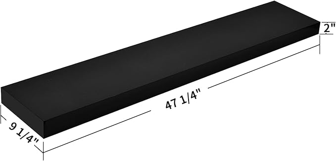 WELLAND 48 inch Black Mission Floating Shelves for Wall, Bathroom Wall Mount Shelves, Wood Modern Display Shelves, Book Shelves,for Bedroom,Living Room and Kitchen