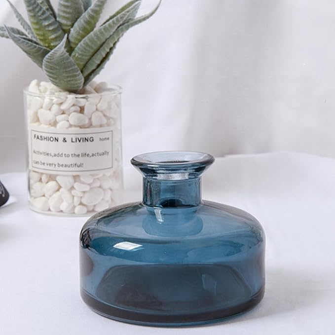 200 ml/6.7 oz Empty Glass Diffuser Bottles Refillable Aromatherapy Jar Container DIY Replacement Reed Diffuser Accessories Essential Oils Crafts DecoBlue