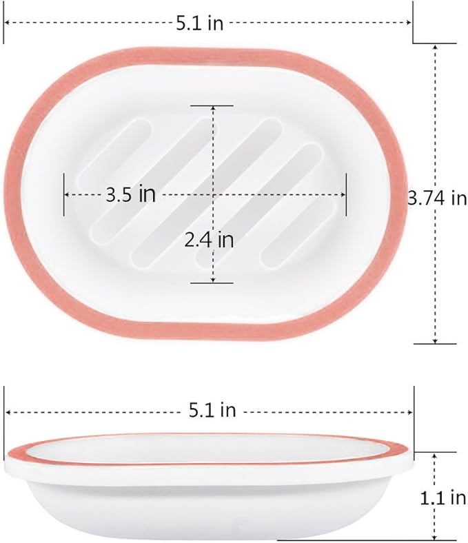 Topsky 2-Pack Soap Dish with Drain, Soap Holder, Soap Saver, Easy Cleaning, Dry, Stop Mushy Soap (White-Pink)
