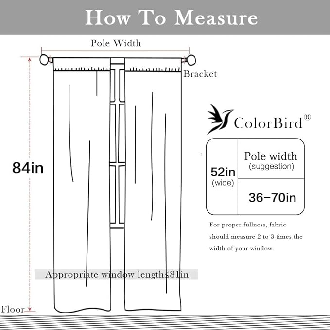 ColorBird Farmhouse Linen Curtains 84 inches Long, 2 Panels Macrame Trim Light Filtering Curtains Rustic Rod Pocket Window Treatments for Dining Living Room Bedroom Doorways