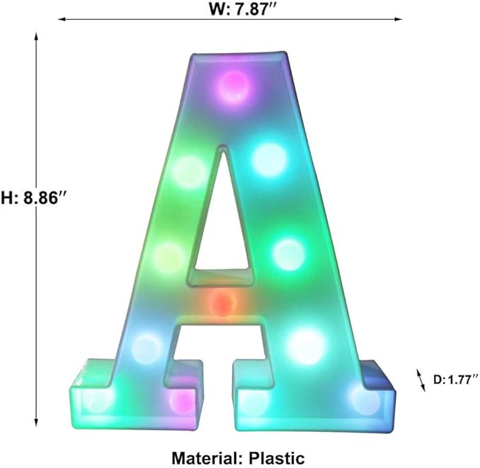Pooqla Colorful LED marquee letter lights with Remote – light Up Signs – Party Bar Decorations for The Home - Multicolor A