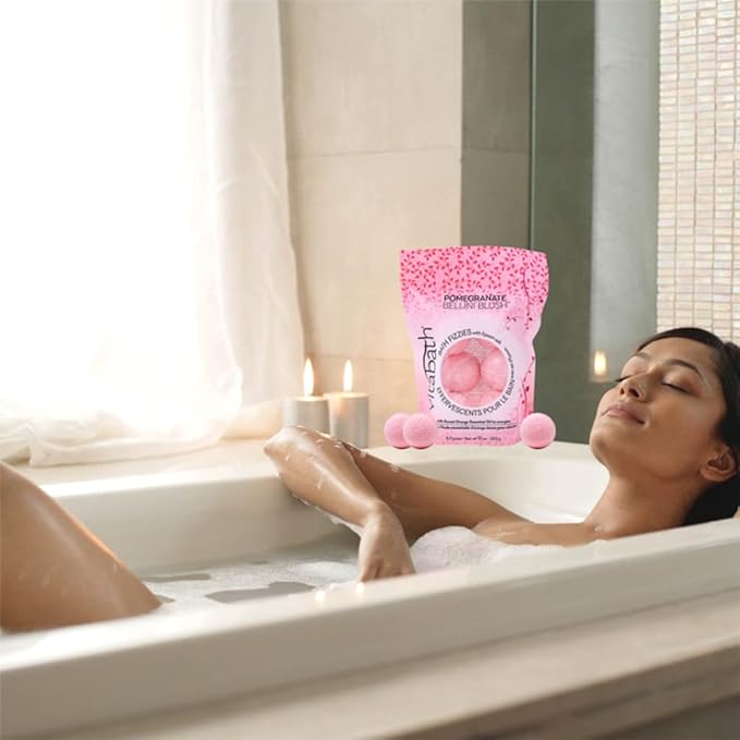 Vitabath Pomegranate Bellini Blush Bath Fizzies with Epsom Salt Relax Nourish Unwind Body & Mind Calming Aromatherapy for Muscle Soreness & Reviving Skin Nourishment - 6 Count