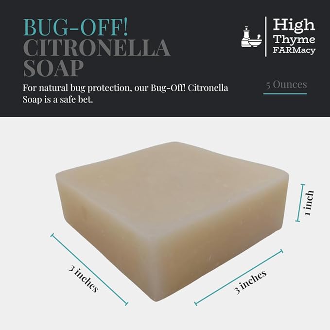 Bug-Off! All-Natural Citronella Soap for Humans - 5 Oz Organic Soap with Pure Citronella Oil - Handmade Olive Oil Soap - Biodegradable Soap for Camping – Bar Soap w/ Citronella Essential Oil