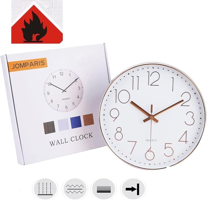 jomparis 12 Inch Silent Non-Ticking Battery Operated Quality Quartz Round Wall Clock Navy Blue Color Modern Decor Clock for Home Office Bedroom Classroom