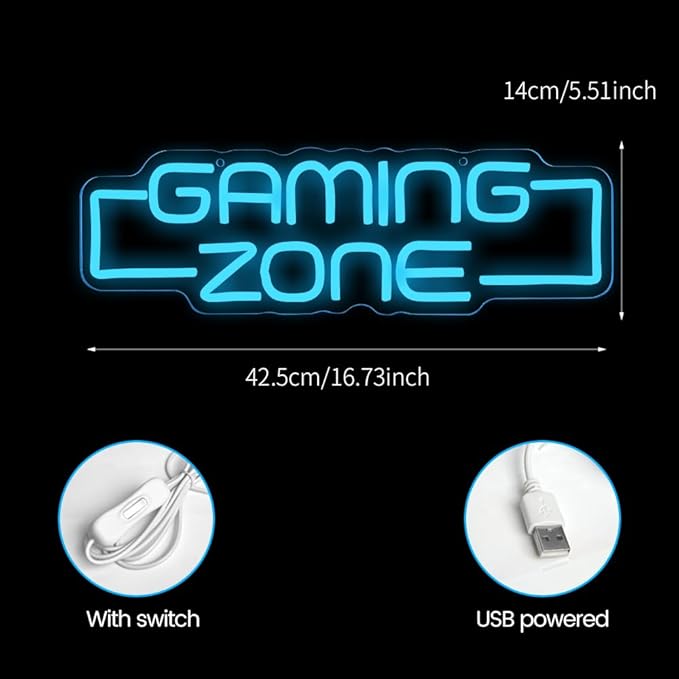Gaming Zone Neon Sign,Game Zone Neon Sign for Teens Gamer Room Decor,Gaming Light Neon Sign for Gaming Wall Decor,Led Neon Gaming Sign for Gamer Gifts Boys, Kids
