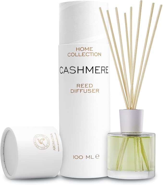 Reed Diffuser Cashmere 3.4 Fl Oz - Room Diffuser - Scented Diffusers with Bamboo Sticks - Home Fragrance - Air Freshener - Warm Scent - Fragrance for Living Room