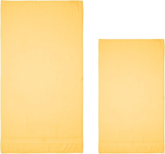 HOMELOVER 4 Piece Luxury Hand Towel Set - 100% Organic Cotton, 500 GSM, Hotel Quality, Soft, Highly Absorbent & Quick Drying Bathroom and Kitchen Towel for Face & Hand Washing (Lemon Yellow)