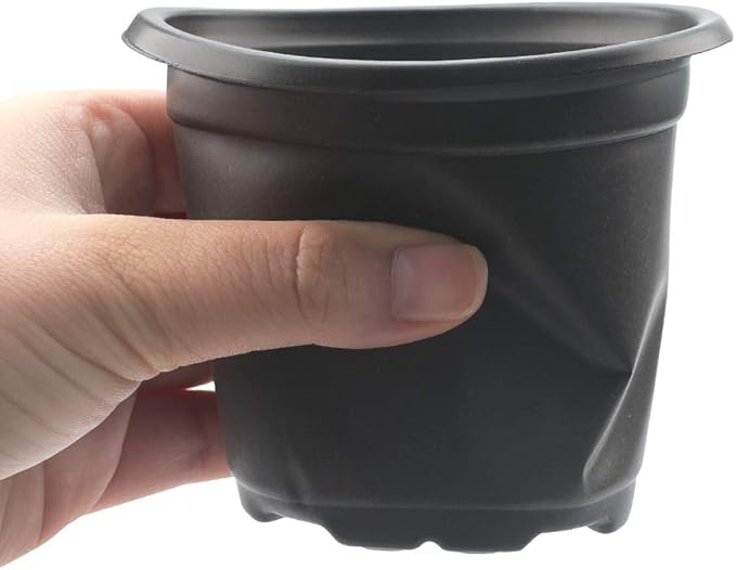 KINGLAKE 100 Pcs 4" Plastic Plants Pots Black