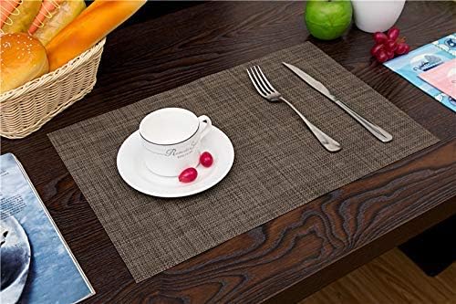 Zupro Placemats Set of 4 for Kitchen Dining Table Washable Braided Table Mats Heat-Resistant Placemats Non-Slip Woven PVC Vinyl Place Mats for Everyday use or Holidays Dinner 18"x12"(Hemp Brown)