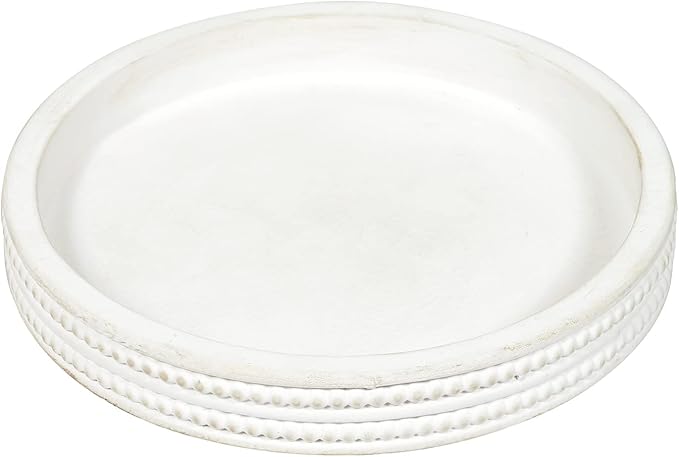 Carah & Cossh 12'' Whitewashed Wooden Tray, Rustic Farmhouse Decor for Storage and Display
