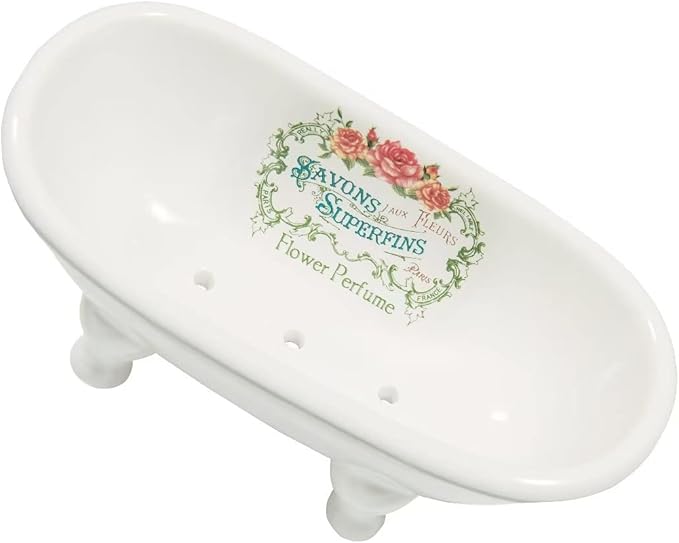 1 Piece 5.7" Aqua Eden Mini Ceramic Clawfoot Double Ended Bathtub Soap Dish Vintage Decortative Soap Dish