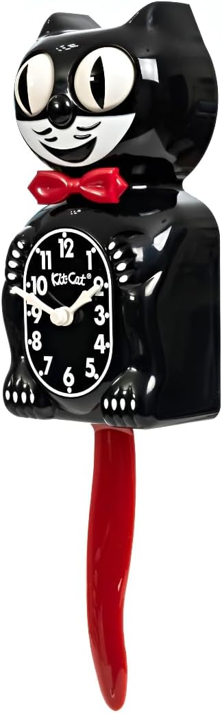 Kit Cat Klock Gentlemen (Crimson Royale) - Retro Cat Clock with Moving Eyes and Tail, Battery Operated, Made in USA