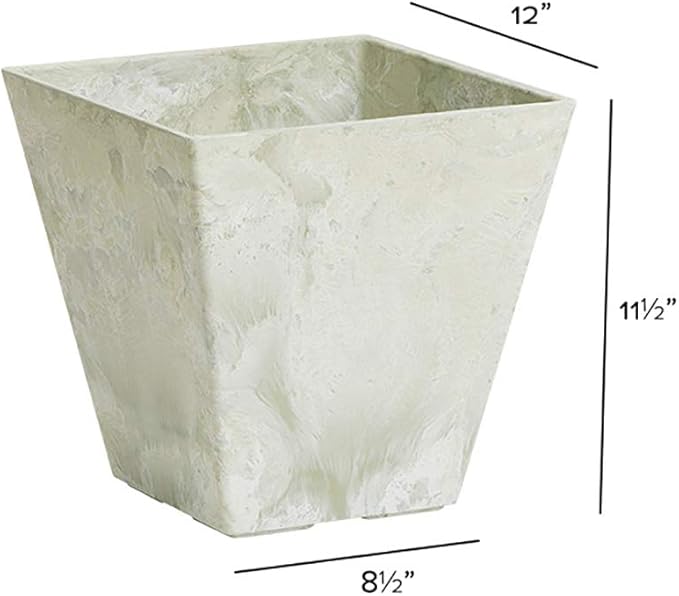 ArtStone 35126 Ella Square Planter, 12-Inch, Mint