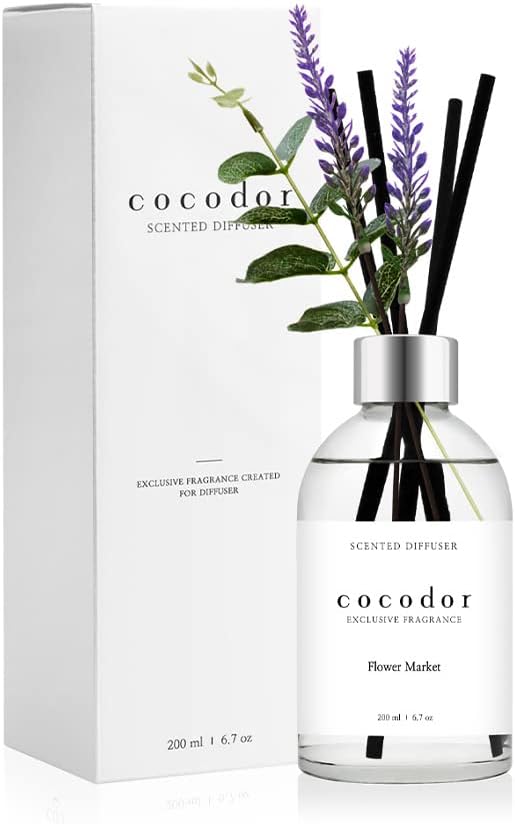 COCODOR White Label Lavender Diffuser/Flower Market/6.7oz(200ml)/Home Decor & Office Decor, Fragrance and Gifts, Aromatherapy
