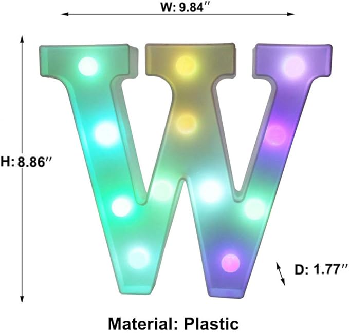 Pooqla Colorful LED Marquee Letter Lights with Remote – Light Up Marquee Signs – Party Bar Letters with Lights Decorations for The Home - Multicolor W
