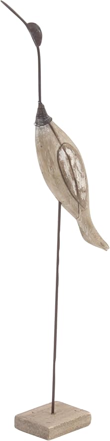 Deco 79 Wood Bird Decorative Sculpture Home Decor Statues, Set of 2 Accent Figurines 28", 34"H, Brown