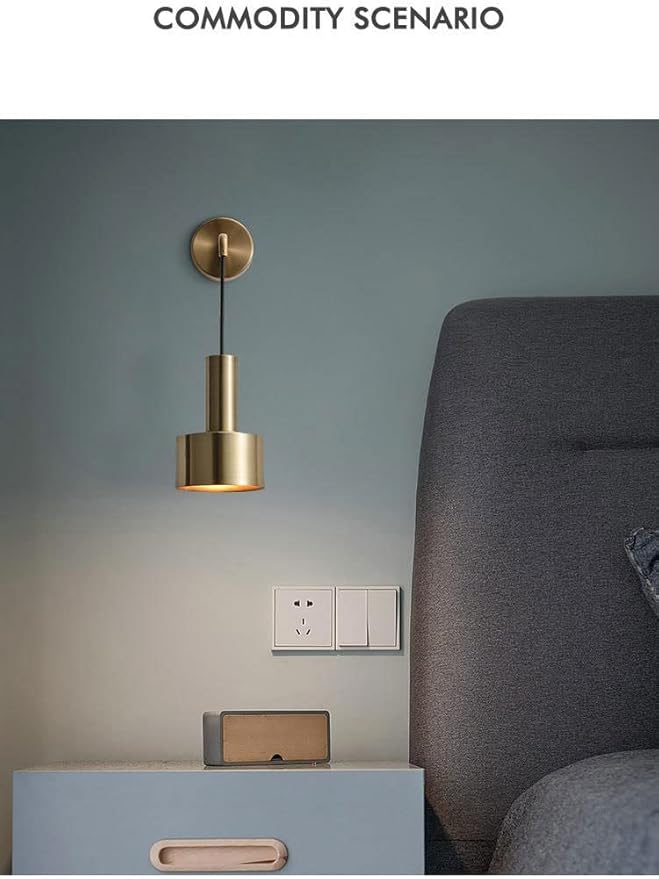 KEFA Battery Operated Wall Lights Indoor with Remote, 2 Pieces of Bedroom Bedside Chandelier Modern Minimalist LED Light Luxury Living Room Study Wall Lamp Porch Staircase Aisle Lamps, Gold