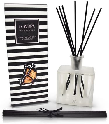 LOVSPA Mandarin & Ginger Reed Diffuser Set - Ginger Root, Mandarin Orange, Jasmine and Musk - Scent Diffuser for Large Rooms - Made in The USA