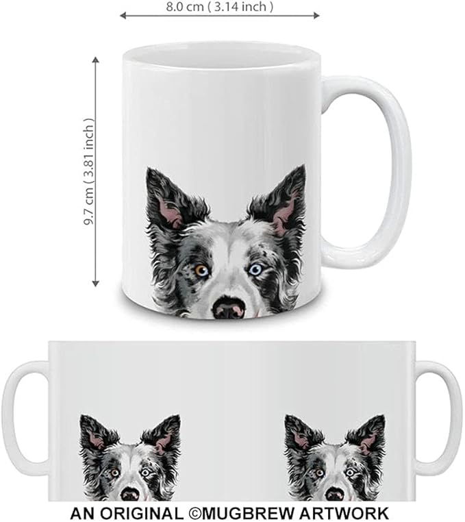 MUGBREW Black Merle Border Collie Dog Ceramic Coffee Mug Tea Cup, 11 OZ