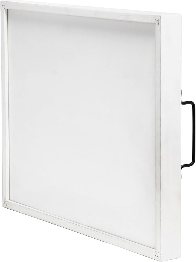 Elegant Designs, 15.50" x 12", Decorative Wood Serving Tray w/Handles, White Wash Joy (HG2000-WJY)