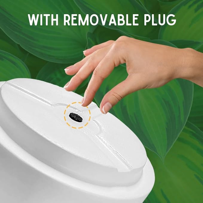 Elly Décor Cylindrical 11.5-inch Pot, White Planter Made of Fiberglass and Hand-Painted, Suitable for Indoor and Outdoor Plants and Flowers, with Drainage Hole and Plug
