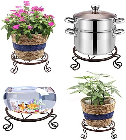 Flower Pot Stand Heavy Duty 2 Pack Planter Holder Indoor Outdoor Home & Garden Decor(Champagne)