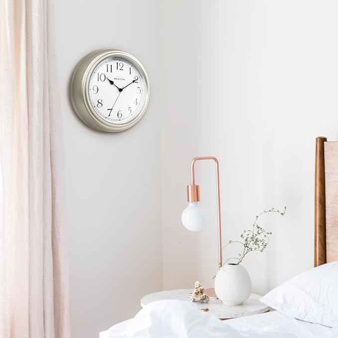 Presentime & Co Chic Home Collection 10" Molly Clock, Silent No Ticking, Silver Color. Modern Decorative Wall Clock for Kitchen, Kid's Room, Bathroom, Bedroom, and Office