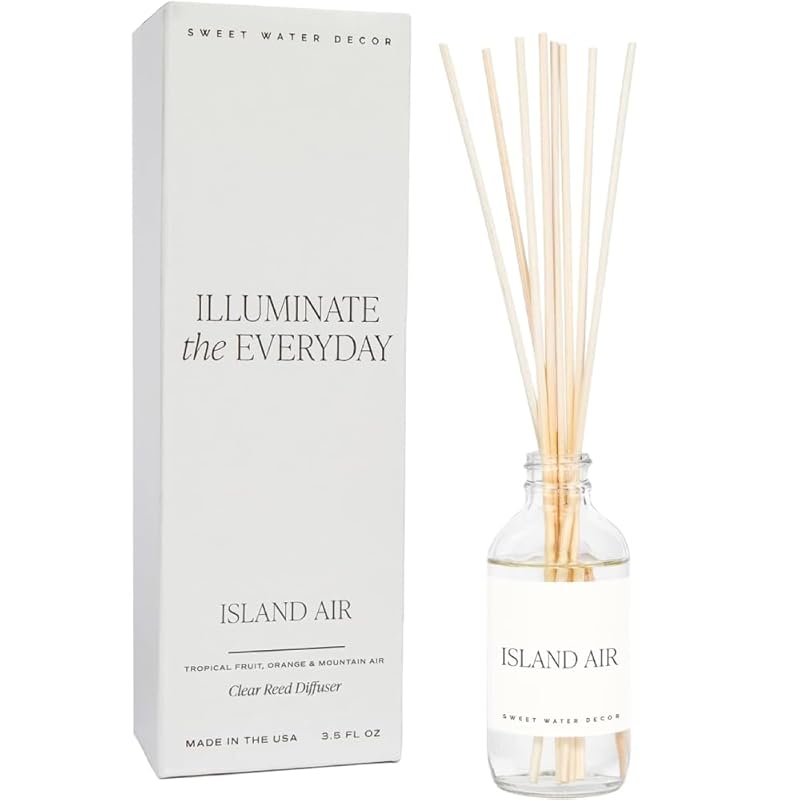 Sweet Water Decor Island Air Reed Diffuser Set | Tropical Fruits, Citrus, Sugar, Exotic Mountain Greens | Long Lasting | Summer Diffuser Oil