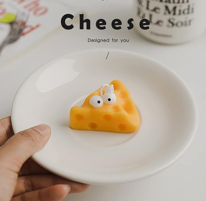 Cute Cheese Shaped Scented Candle,30G Aroma Soy Wax Decorative Candle for Table Photo Prop Birthday Gift,Prefect for Meditation Stress Relief Mood Boosting Bath