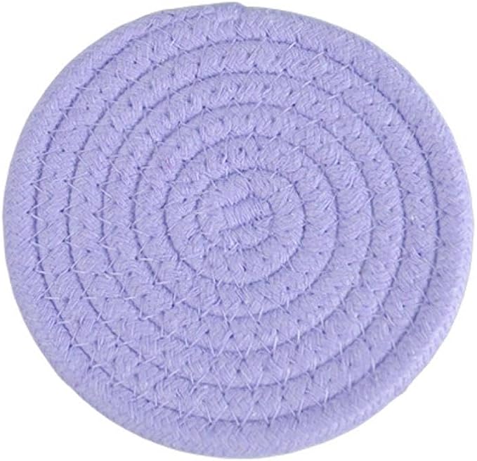 ABenkle 8 Pcs Drink Coasters with Holder, Cotton Woven Absorbent Coasters for Drinks, Minimalist Home Decor Coaster Set for Wooden Tabletop Protection Table, 4.3 inches